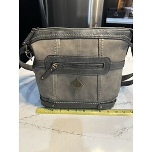 Born Concept BOC Gray Faux Leather Shoulder Tote Bag